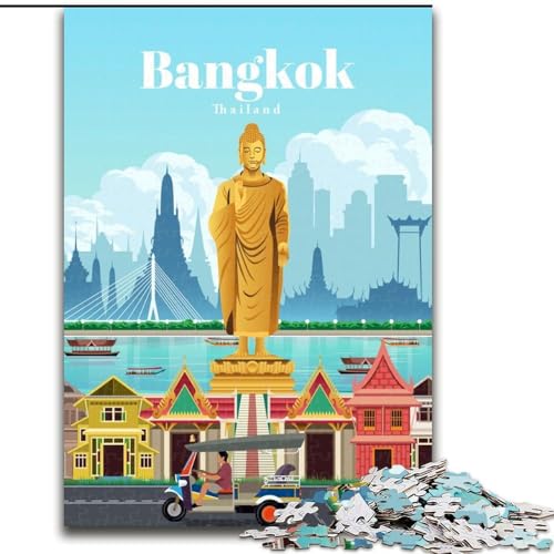 1000-teiliges Puzzle für Erwachsene und Jugendliche, Reise nach Bangkok, anspruchsvolles Spiel, Spielzeug, Geschenk für die ganze Familie, ab 14 Jahren (26x38cm),1000 Teile von LYXIANY