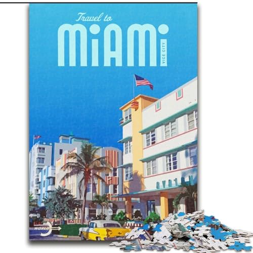 1000-teiliges Puzzle für Erwachsene und Jugendliche, Reise nach Miami, anspruchsvolles Spiel, Spielzeug, Geschenk für die ganze Familie, ab 14 Jahren (26x38cm),1000 Teile von LYXIANY