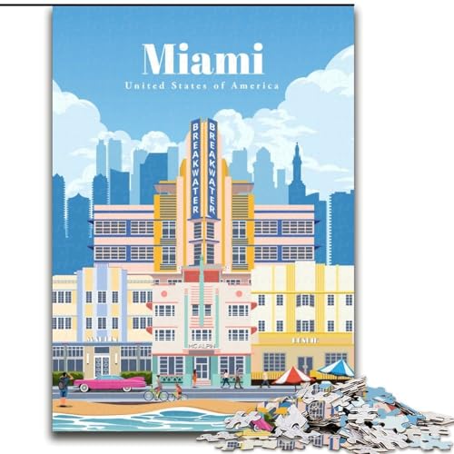 1000-teiliges Puzzle für Erwachsene und Jugendliche, Reise nach Miami, für Kinder ab 14 Jahren, Lernspiel, Herausforderung, Spielzeug, Geschenk zum Geburtstag, 50x75cm von LYXIANY