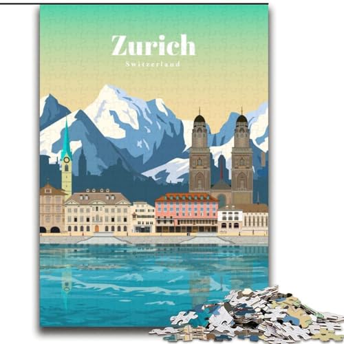 1000-teiliges Puzzle für Erwachsene und Jugendliche, Reise nach Zürich, anspruchsvolles Spiel, Spielzeug, Geschenk für die ganze Familie, ab 14 Jahren (38x52cm),1000 Teile von LYXIANY
