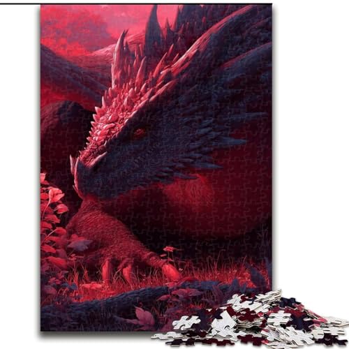1000-teiliges Puzzle für Erwachsene und Jugendliche, Roter Drache, Quizspiel zur Stärkung der Liebe zwischen Paaren für Kinder ab 14 Jahren (Größe 26x38cm) von LYXIANY
