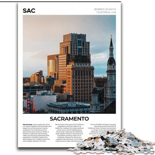 1000-teiliges Puzzle für Erwachsene und Jugendliche, Sacramento, Lernspiele, Heimdekoration, ganze Familie, 38x26cm 1000-teiliges Puzzle für Erwachsene und Jugendliche, Sacramento, Lernspiele, Heimdekoration, ganze Familie, 38x26cm von LYXIANY