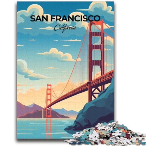 1000-teiliges Puzzle für Erwachsene und Jugendliche, San Francisco-Reise, für Personen ab 14 Jahren, unmögliches Spiel, Weihnachts- und Geburtstagsgeschenk (Größe 38x52cm) von LYXIANY