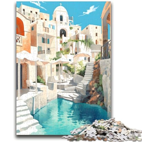 1000-teiliges Puzzle für Erwachsene und Jugendliche, Santorin, Griechenland-Reise, für Personen ab 14 Jahren, unmögliches Spiel, Weihnachts- und Geburtstagsgeschenk (Größe 50x75cm) von LYXIANY