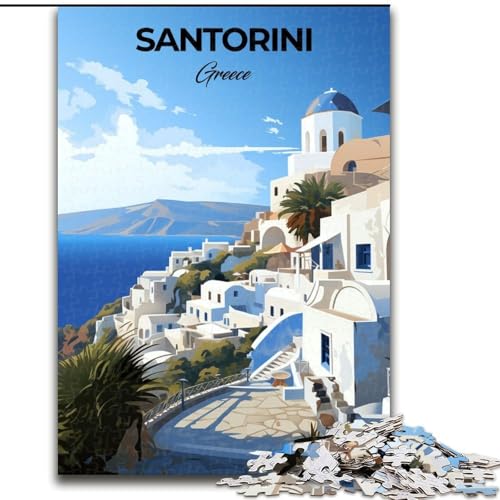1000-teiliges Puzzle für Erwachsene und Jugendliche, Santorini, Griechenland, Reise, anspruchsvolles Spiel, Spielzeug, Geschenk für die ganze Familie, ab 14 Jahren (50x75cm),1000 Teile von LYXIANY