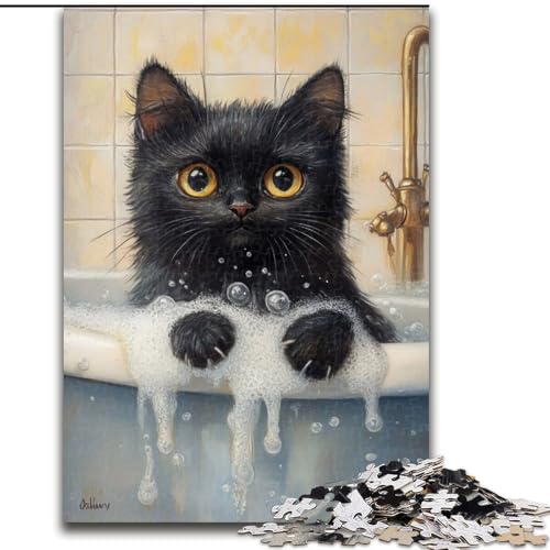 1000-teiliges Puzzle für Erwachsene und Jugendliche, Schwarze Katze im Badezimmer, geeignet für Kinder ab 14 Jahren, Wohndeko-Angebot als Geschenk für die ganze Familie, 50x75cm 1000-teiliges Puzzle für Erwachsene und Jugendliche, Schwarze Katze im Badezimmer, geeignet für Kinder ab 14 Jahren, Wohndeko-Angebot als Geschenk für die ganze Familie, 50x75cm von LYXIANY