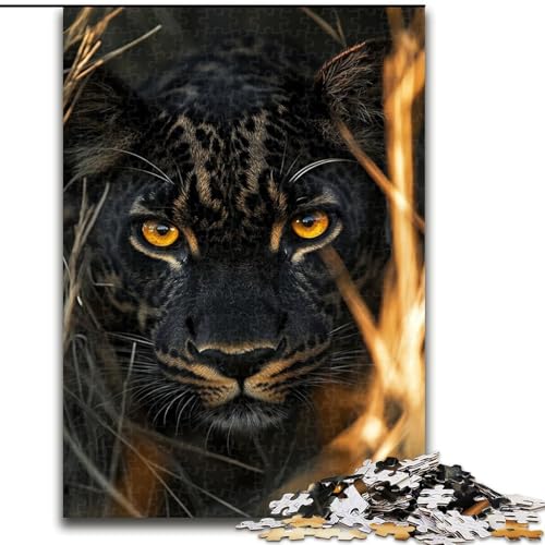 1000-teiliges Puzzle für Erwachsene und Jugendliche, Schwarzer Gepard, Quizspiel zur Stärkung der Liebe zwischen Paaren für Kinder ab 14 Jahren (Größe 26x38cm) von LYXIANY