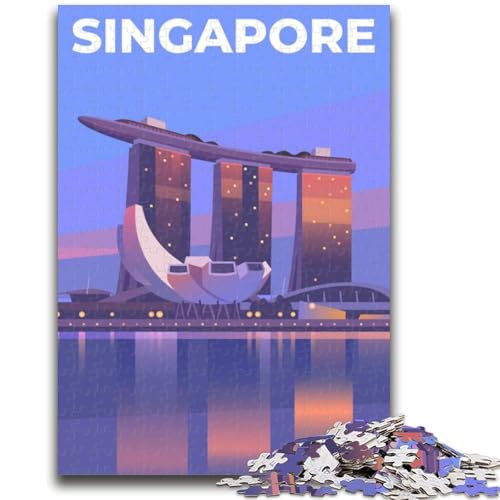 1000-teiliges Puzzle für Erwachsene und Jugendliche, Singapur-Spielzeug, Lernspiele, Stressabbau, Eltern-Kind-Interaktion, für Kinder ab 14 Jahren (Größe 38x26cm) von LYXIANY