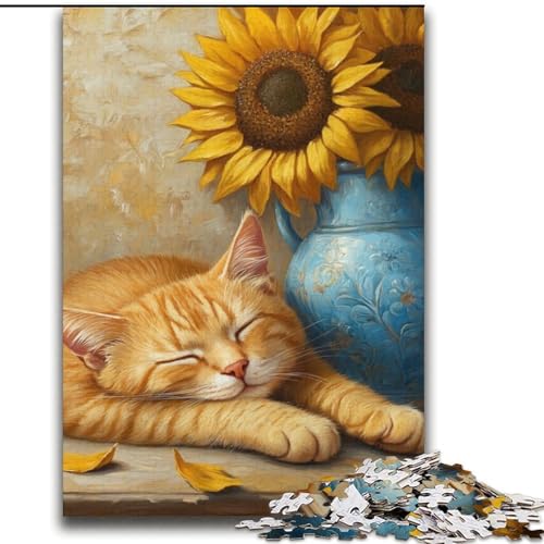 1000-teiliges Puzzle für Erwachsene und Jugendliche, Sonnenblumen und Katzen, Lernspiele, Heimdekoration, ganze Familie, 38x52cm 1000-teiliges Puzzle für Erwachsene und Jugendliche, Sonnenblumen und Katzen, Lernspiele, Heimdekoration, ganze Familie, 38x52cm von LYXIANY