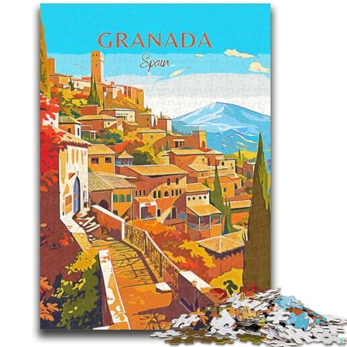 1000-teiliges Puzzle für Erwachsene und Jugendliche, Spanien, Granada, Reise für Kinder ab 14 Jahren, unmögliches Spiel, Weihnachts- und Geburtstagsgeschenk (Größe 38x26cm) von LYXIANY