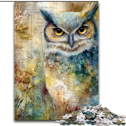 1000-teiliges Puzzle für Erwachsene und Jugendliche, Tier-Eule, geeignet für Personen ab 14 Jahren, Lernspiele, Wichtelgeschenke (Größe 26x38cm) von LYXIANY