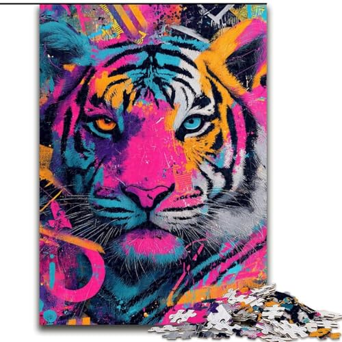 1000-teiliges Puzzle für Erwachsene und Jugendliche, Tiger-Graffiti, anspruchsvoll zu vervollständigen, Aber EIN lustiges und humorvolles Geburtstagsgeschenk, Geschenke, Wandkunst, 50x75cm von LYXIANY