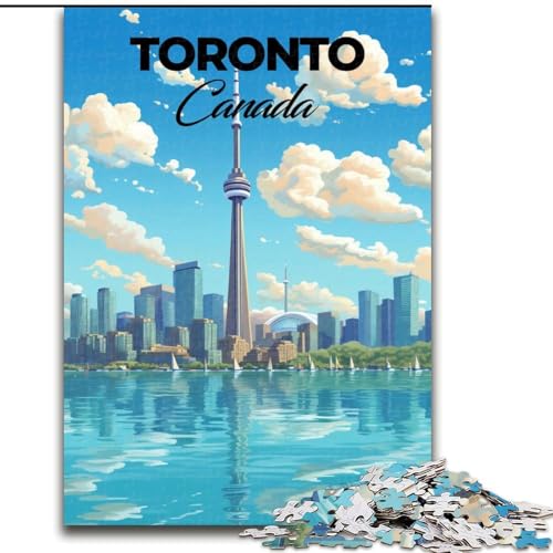 1000-teiliges Puzzle für Erwachsene und Jugendliche, Toronto-Reiseplakat, dekomprimierendes, intellektuelles Lernspielzeug, Wichtelgeschenke (50x75cm),1000 Teile von LYXIANY