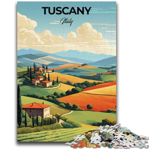 1000-teiliges Puzzle für Erwachsene und Jugendliche, Toskana, Italien, Reise für Kinder ab 14 Jahren, unmögliches Spiel, Weihnachts- und Geburtstagsgeschenk (Größe 38x26cm) von LYXIANY