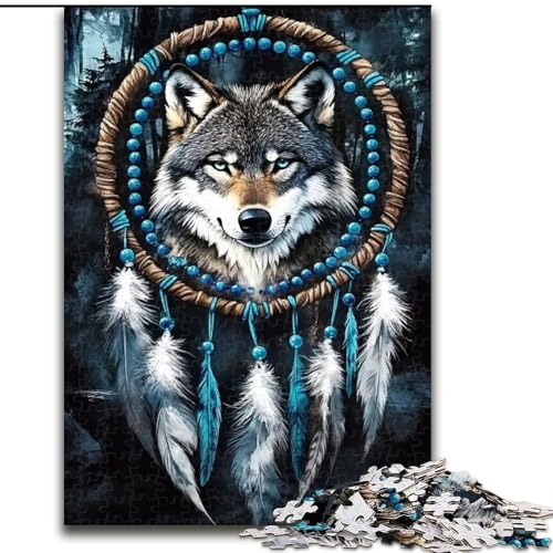 1000-teiliges Puzzle für Erwachsene und Jugendliche, Traumfänger-Wolf, Quizspiel zur Stärkung der Liebe zwischen Paaren für Kinder ab 14 Jahren (Größe 50x75cm) von LYXIANY