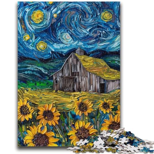 1000-teiliges Puzzle für Erwachsene und Jugendliche, Van Gogh, Sonnenblumen bei Nacht, für Kinder ab 14 Jahren, Denkspiel, Weihnachts- und Geburtstagsgeschenke, 26x38cm von LYXIANY