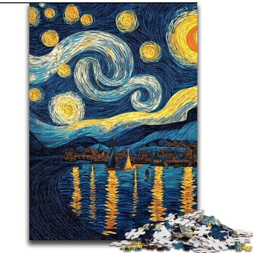1000-teiliges Puzzle für Erwachsene und Jugendliche, Van Gogh-Nachthimmel, für Kinder ab 14 Jahren, Mitmachspiel, Weihnachtsspiel, Geschenke (Größe 26x38cm) von LYXIANY