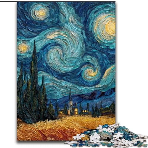 1000-teiliges Puzzle für Erwachsene und Jugendliche, Van Goghs Nachthimmel, Spielzeug, Lernspiele, Stressabbau, einzigartige Heimdekoration und Geschenke (Größe 50x75cm) von LYXIANY