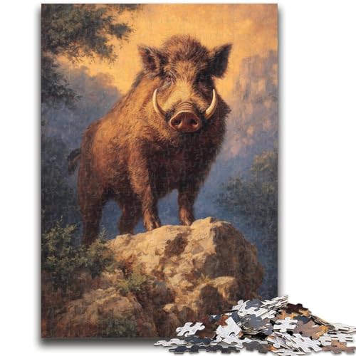 1000-teiliges Puzzle für Erwachsene und Jugendliche, Wildschwein, ab 14 Jahren, Denkspiel, Weihnachts- und Geburtstagsgeschenke, 26x38cm von LYXIANY