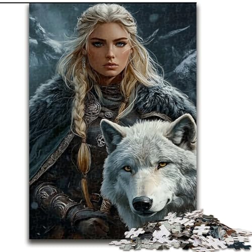 1000-teiliges Puzzle für Erwachsene und Jugendliche, Wolf und Frau, Quizspiel zur Stärkung der Liebe zwischen Paaren für Kinder ab 14 Jahren (Größe 50x75cm) von LYXIANY