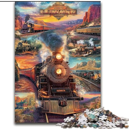 1000-teiliges Puzzle für Erwachsene und Jugendliche, Zug-Collage, Lernspielzeug, Familienspiele, Geschenke für Freunde und Familie (Größe 50x75cm) von LYXIANY