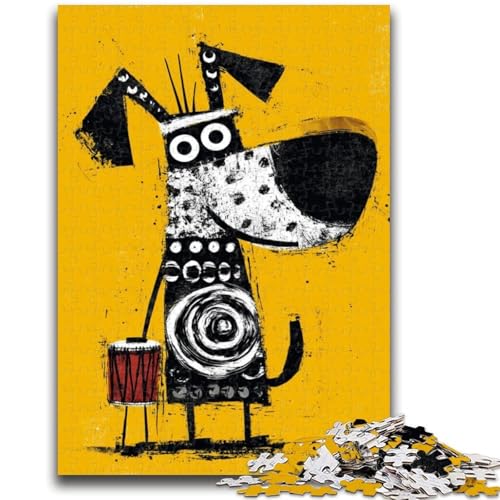 1000-teiliges Puzzle für Erwachsene und Jugendliche, abstrakte Kunst, Hund, lebendiges und einzigartiges Design, entspannendes und herausforderndes Puzzle-Erlebnis, 38x26cm von LYXIANY