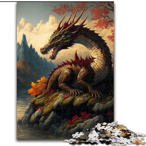 1000-teiliges Puzzle für Erwachsene und Jugendliche, asiatischer Drache, Spielzeug, Lernspiele, stressabbauende Wanddekoration (Größe 26x38cm) von LYXIANY