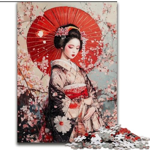1000-teiliges Puzzle für Erwachsene und Jugendliche, japanische Geisha, Familienaktivität, einzigartige Heimdekoration und Geschenke für Kinder ab 14 Jahren (Größe 26x38cm) von LYXIANY