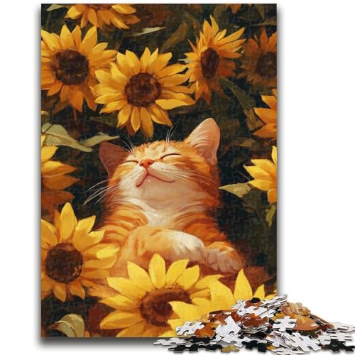 1000-teiliges Puzzle für Erwachsene und Jugendliche, orangefarbenes Katzenspielzeug, Denkspiel zur Heimdekoration, für Kinder ab 14 Jahren, 50x75cm von LYXIANY