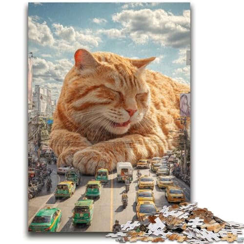 1000-teiliges Puzzle für Erwachsene und Jugendliche, riesiges orangefarbenes Katzenspielzeug, Lernspiele, Stressabbau, Eltern-Kind-Interaktion, für Kinder ab 14 Jahren, 50x75cm von LYXIANY