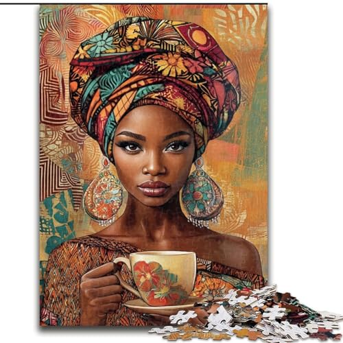 1000-teiliges Puzzle für Erwachsene und Jugendliche, schöne afrikanische Frau, Familienaktivität, einzigartige Heimdekoration und Geschenke für Kinder ab 14 Jahren (Größe 50x75cm) von LYXIANY