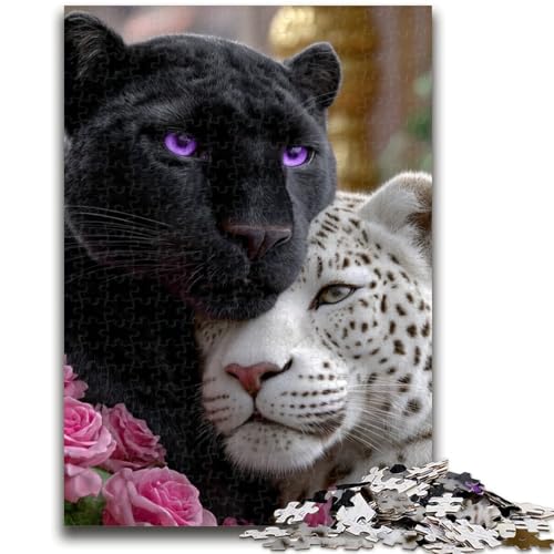 1000-teiliges Puzzle für Erwachsene und Jugendliche, schwarz-weißer Leopard, für Kinder ab 14 Jahren, Familienspiele, Weihnachtsspiele, Geschenke für Frauen, 50x75cm von LYXIANY