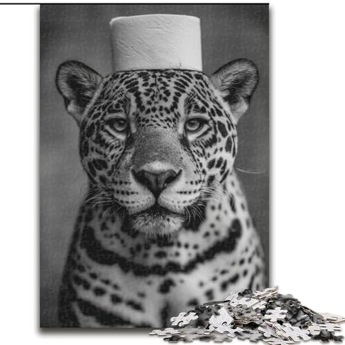 1000-teiliges Puzzle für Erwachsene und Jugendliche,Leopard spielt mit Toilettenpapier,Denksportaufgabe zur Wanddekoration,einzigartige Geburtstags 14-Jährige (50x75cm) von LYXIANY
