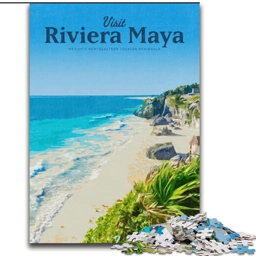 1000-teiliges Puzzle für Erwachsene und Jugendliche Besuchen Sie das Riviera Maya-Quizspiel, ganze Familie (26x38cm),1000 Teile von LYXIANY
