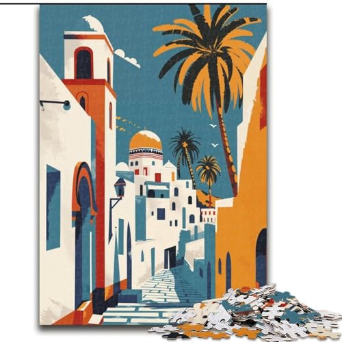 1000-teiliges Puzzle für Erwachsene und Jugendliche Quizspiel mit Stadtbild von Tunis ganze Familie (26x38cm),1000 Teile von LYXIANY