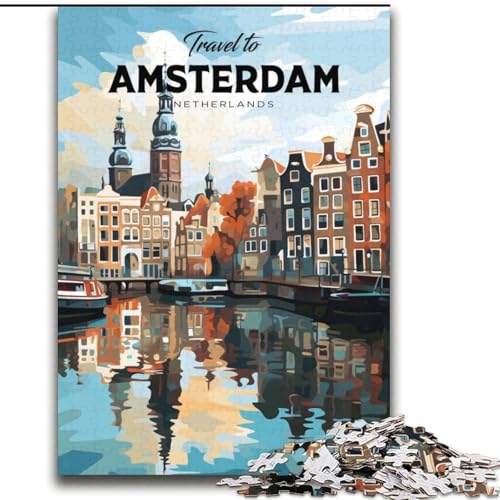 1000-teiliges Puzzle für Erwachsene und Jugendliche Reise nach Amsterdam, Quizspiel, ganze Familie (38x52cm),1000 Teile von LYXIANY