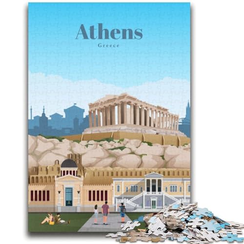 1000-teiliges Puzzle für Erwachsene und Jugendliche Reise nach Athen für Kinder ab 14 Jahren Unmögliches Spiel Weihnachts- und Geburtstagsgeschenk (Größe 38x52cm) von LYXIANY