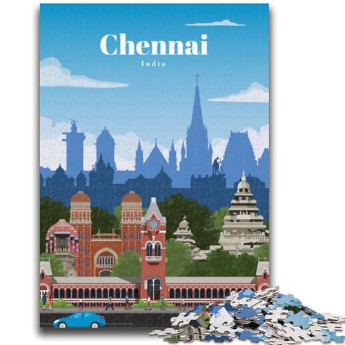 1000-teiliges Puzzle für Erwachsene und Jugendliche Reise nach Chennai für Kinder ab 14 Jahren Unmögliches Spiel Weihnachts- und Geburtstagsgeschenk (Größe 38x26cm) von LYXIANY