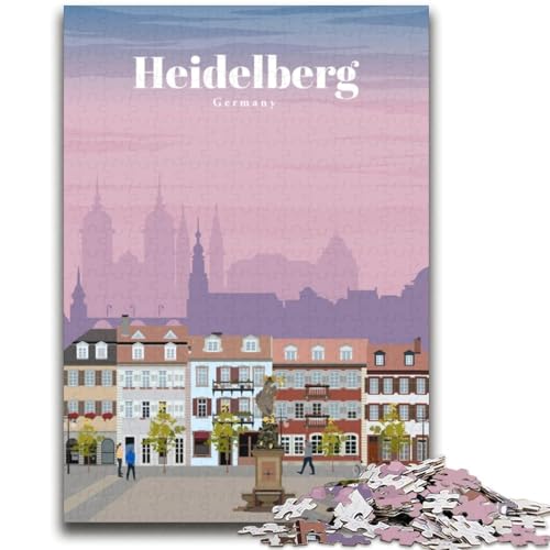 1000-teiliges Puzzle für Erwachsene und Jugendliche Reise nach Heidelberg für Kinder ab 14 Jahren Unmögliches Spiel Weihnachts- und Geburtstagsgeschenk (Größe 38x52cm) von LYXIANY