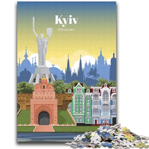 1000-teiliges Puzzle für Erwachsene und Jugendliche Reise nach Kiew für Personen ab 14 Jahren Unmögliches Spiel Weihnachts- und Geburtstagsgeschenk (Größe 38x52cm) von LYXIANY
