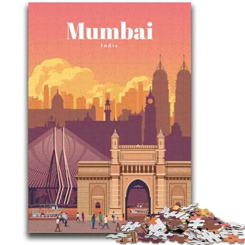 1000-teiliges Puzzle für Erwachsene und Jugendliche Reise nach Mumbai für Personen ab 14 Jahren Unmögliches Spiel Weihnachts- und Geburtstagsgeschenk (Größe 38x52cm) von LYXIANY