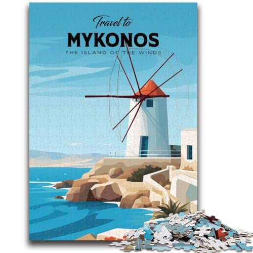 1000-teiliges Puzzle für Erwachsene und Jugendliche Reise nach Mykonos für Personen ab 14 Jahren Unmögliches Spiel Weihnachts- und Geburtstagsgeschenk (Größe 50x75cm) von LYXIANY