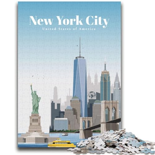 1000-teiliges Puzzle für Erwachsene und Jugendliche Reise nach NYC bei Tag für Personen ab 14 Jahren Unmögliches Spiel Weihnachts- und Geburtstagsgeschenk (Größe 38x52cm) von LYXIANY