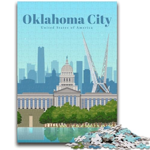 1000-teiliges Puzzle für Erwachsene und Jugendliche Reise nach Oklahoma City für Kinder ab 14 Jahren Unmögliches Spiel Weihnachts- und Geburtstagsgeschenk (Größe 38x26cm) von LYXIANY