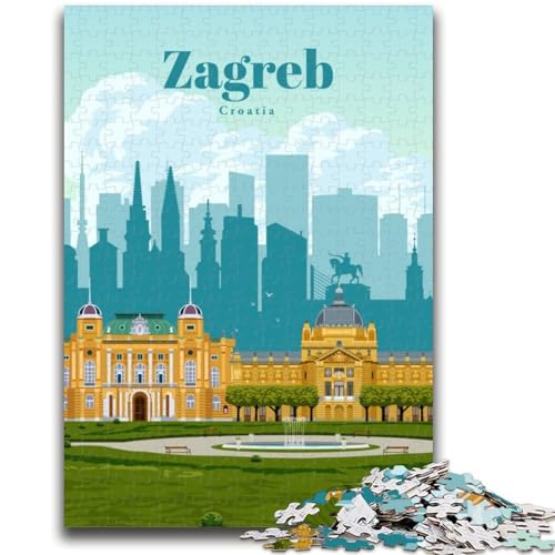 1000-teiliges Puzzle für Erwachsene und Jugendliche Reise nach Zagreb für Personen ab 14 Jahren Unmögliches Spiel Weihnachts- und Geburtstagsgeschenk (Größe 38x26cm) von LYXIANY