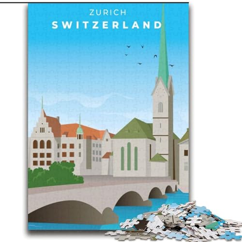 1000-teiliges Puzzle für Erwachsene und Jugendliche Zürich Reisekunst-Quizspiel ganze Familie (38x52cm) 1000 Stück von LYXIANY
