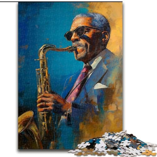 1000-teiliges Puzzle für Erwachsene und Jugendliche zum Thema Saxophon Spielen, Lernspielzeug für Familien, Spiele zur Stärkung der Liebe zwischen Paaren, 38x26cm von LYXIANY
