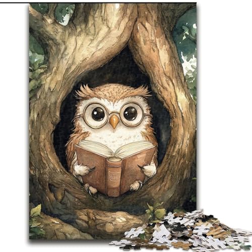 1000-teiliges Puzzle für Erwachsene und Teenager, Fantasie-Eule, dekomprimierendes, intellektuelles Lernspielzeug, geeignet als Schreibtischdekoration (Größe 26x38cm) von LYXIANY