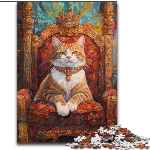 1000-teiliges Puzzle für Erwachsene und Teenager, Katzenkönig, dekomprimierendes, intellektuelles Lernspielzeug, geeignet als Schreibtischdekoration (Größe 26x38cm) von LYXIANY