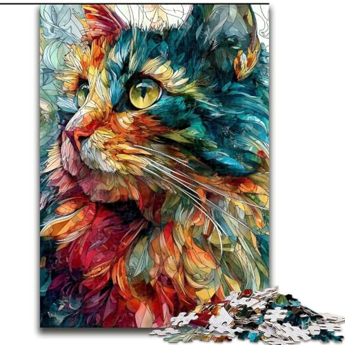 1000-teiliges Puzzle für Erwachsene und Teenager, Malen nach Katze, Familienspiel zum Stressabbau, schwierige Herausforderung, geeignet für Paare, 50x75cm von LYXIANY